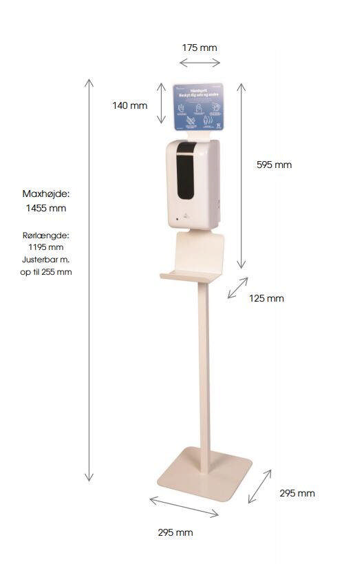 Stander m/berøringsfri disp. 145,5x29,5x29,5 cm (H/D/B)