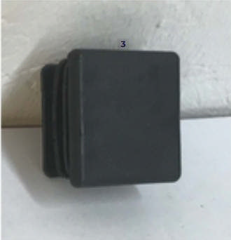 Rør-endeprop, 25,4x25,4 mm til senge-/læsebord med plastcoating