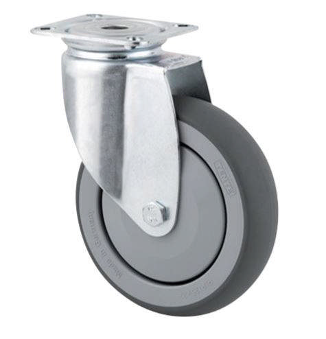 Tente hjul 2470PJP125P50 DIN-kugle.grå gummi