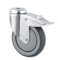 Tente hjul 2477PJP075P30-11 DIN-kugle.grå gummi, m/bremse