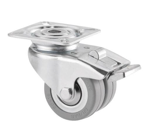 Tente hjul 2975DIK050P40 db.hjul, K-leje, grå gum m/br.