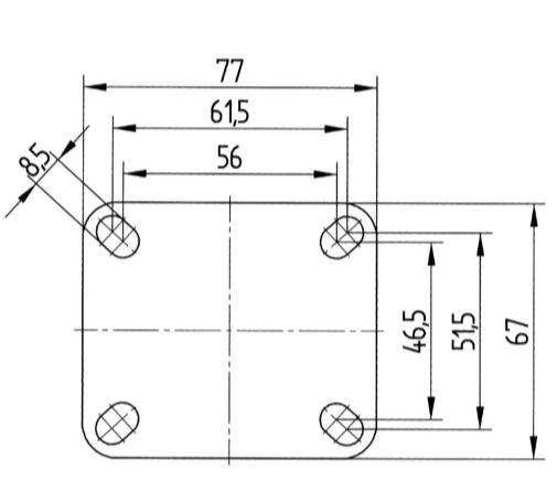Tente hjul 2977DIK075P50 db.hjul, K-leje, grå gum m/br.