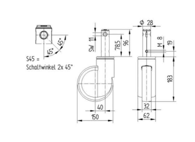 Hospitalshjul/Sengehjul - Serie 2040 - Opus 3