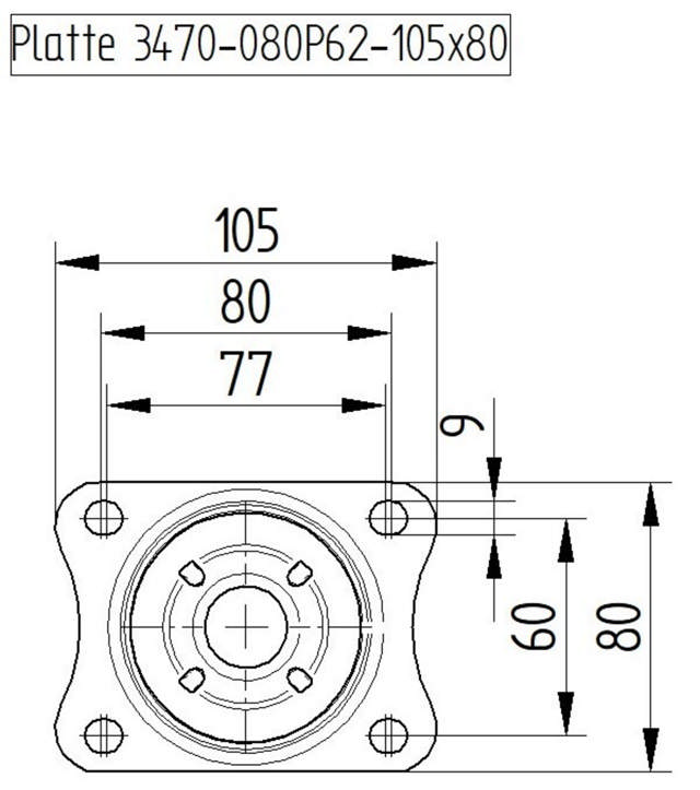 Transporthjul, ALPHA - plademontering - type 3470/3477/3478