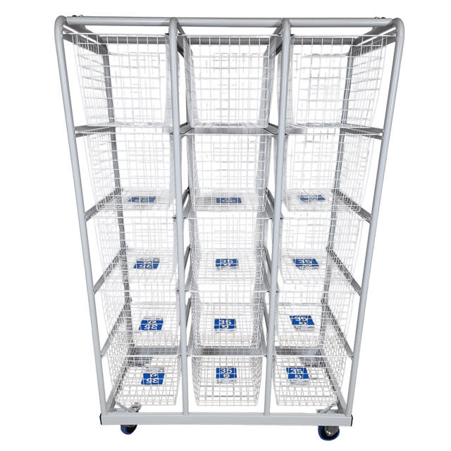 Tøjsorteringsvogn m/15 kurve 1400x600x1750mm, kurve; 427x527x285 mm  (L/B/H)