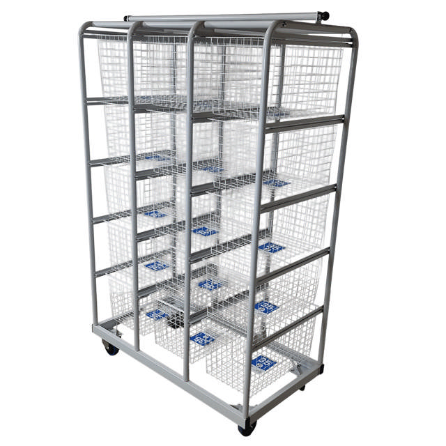 Tøjsorteringsvogn m/15 kurve 1400x600x1750mm, kurve; 427x527x285 mm  (L/B/H)