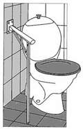 Toiletstøtte m/støtteben - M4H hjørnemodel, h. 80 cm d. 60 cm