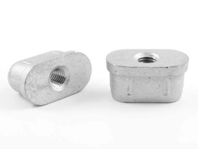Zinkrørben ovale rør, M10,  38x20mm, 2mm gods, højde 20mm