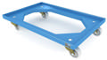 Tralle, plast ABS, 410x610 mm Belastn. 300 kg, Ø100mm, Blå
