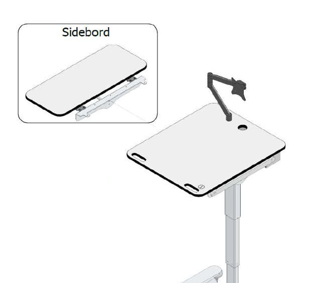 Sideplade, 30 x 72 cm (B/D), inkl. beslag og hænglser til Hera dokumentationsbord