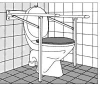 Toiletstøtte, dobbelt med låst støtteben - M4D